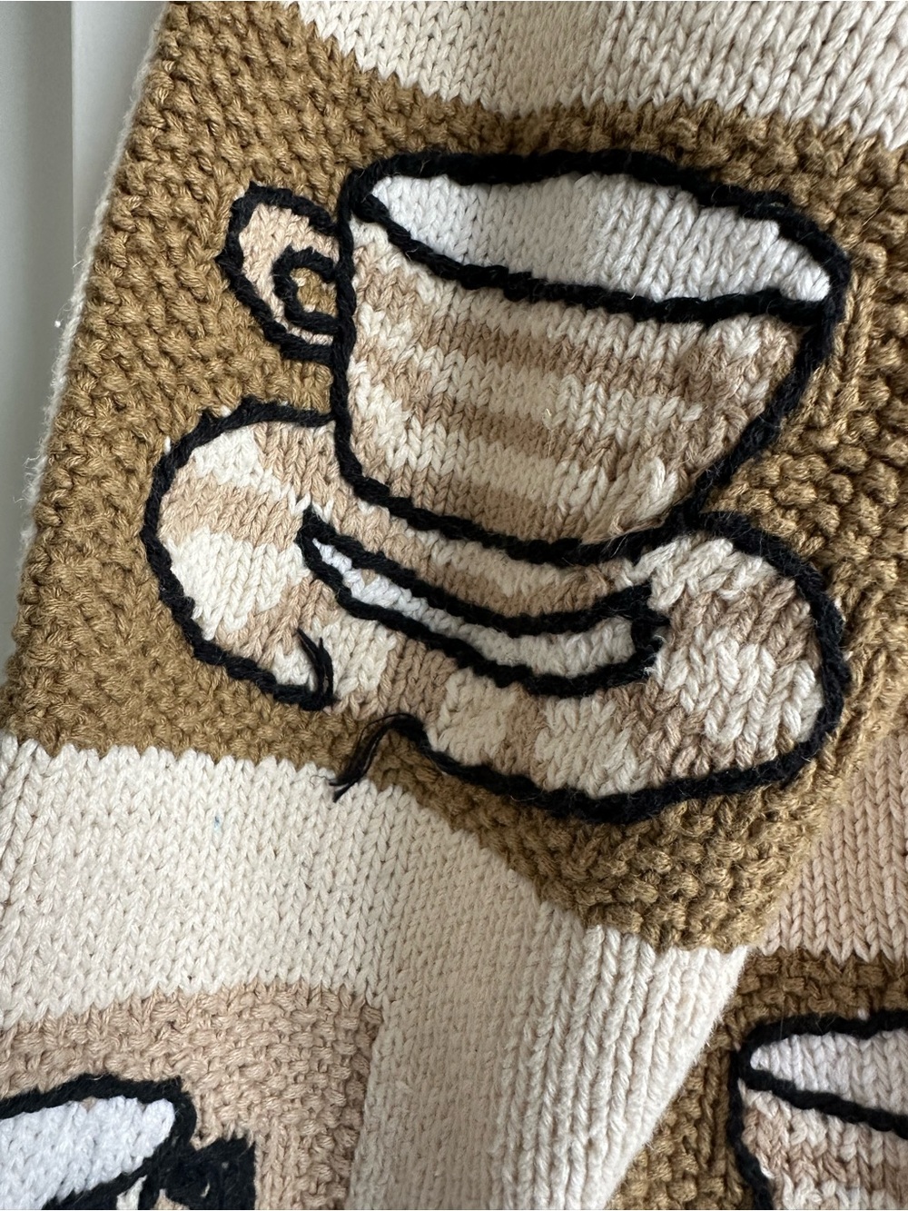 Vintage Talbots Hand Knit Cardigan Sweater Coffee Tea Mug Beige Tan Size Small - Picture 7 of 7